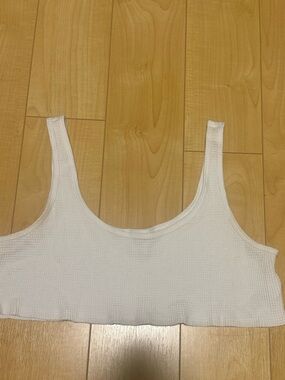 TNA White Ribbed Scoop Crop Tank - Women